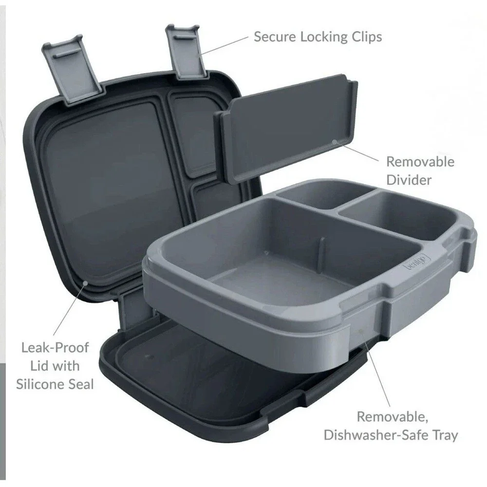 New Gray Bentgo Fresh Snap & Go Leak-Proof Lunch Box.